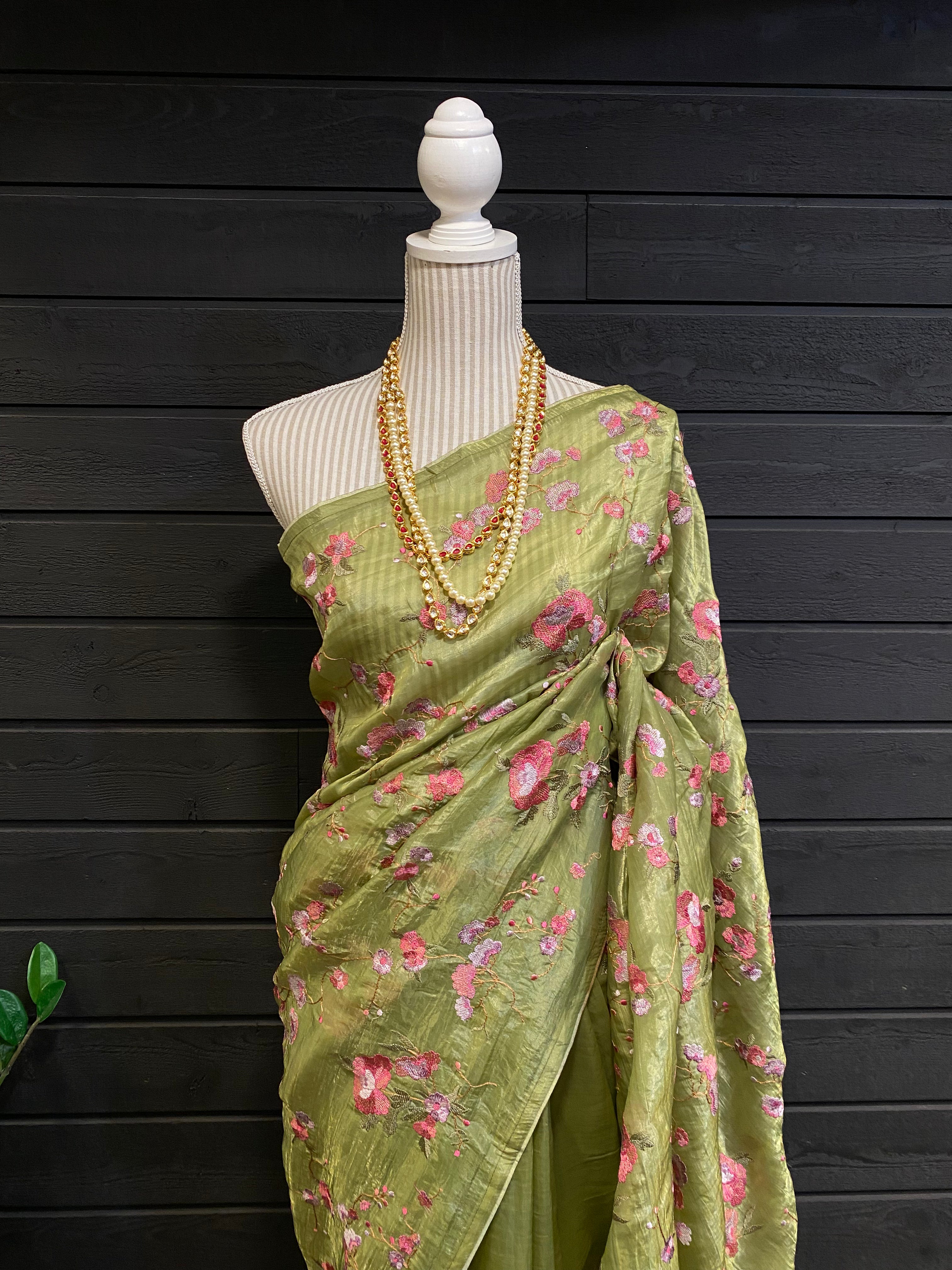 Semi Silk With Embroidery Work