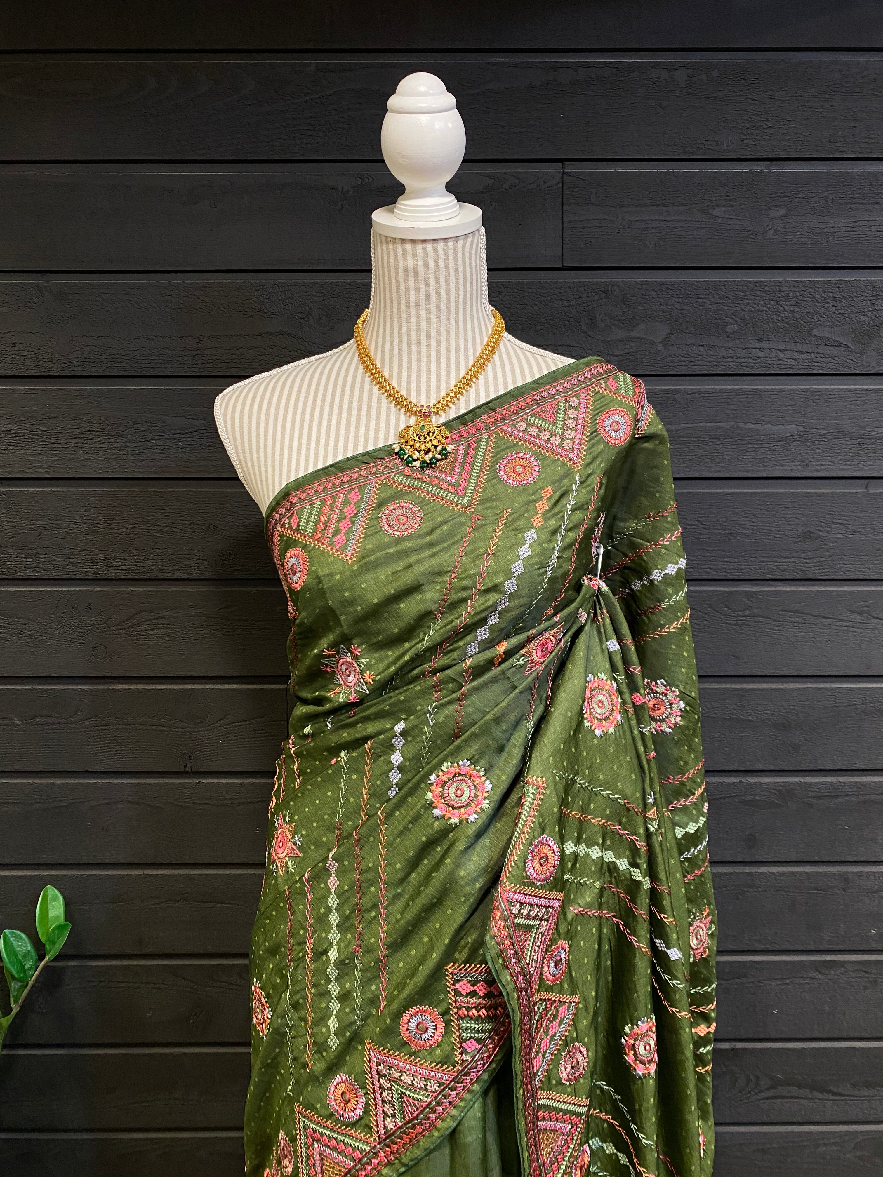 Semi Silk With Hand Embroidery Work