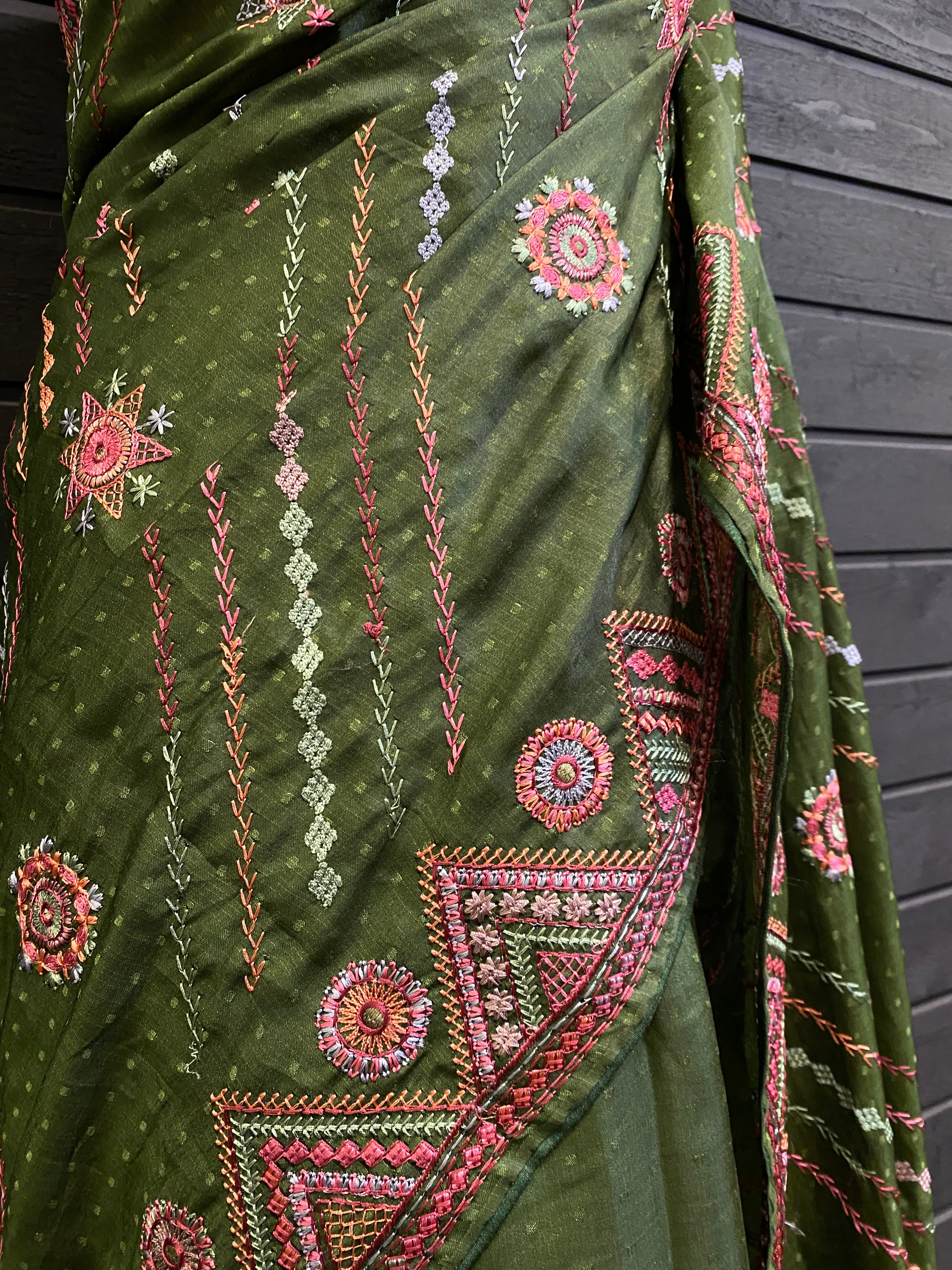 Semi Silk With Hand Embroidery Work