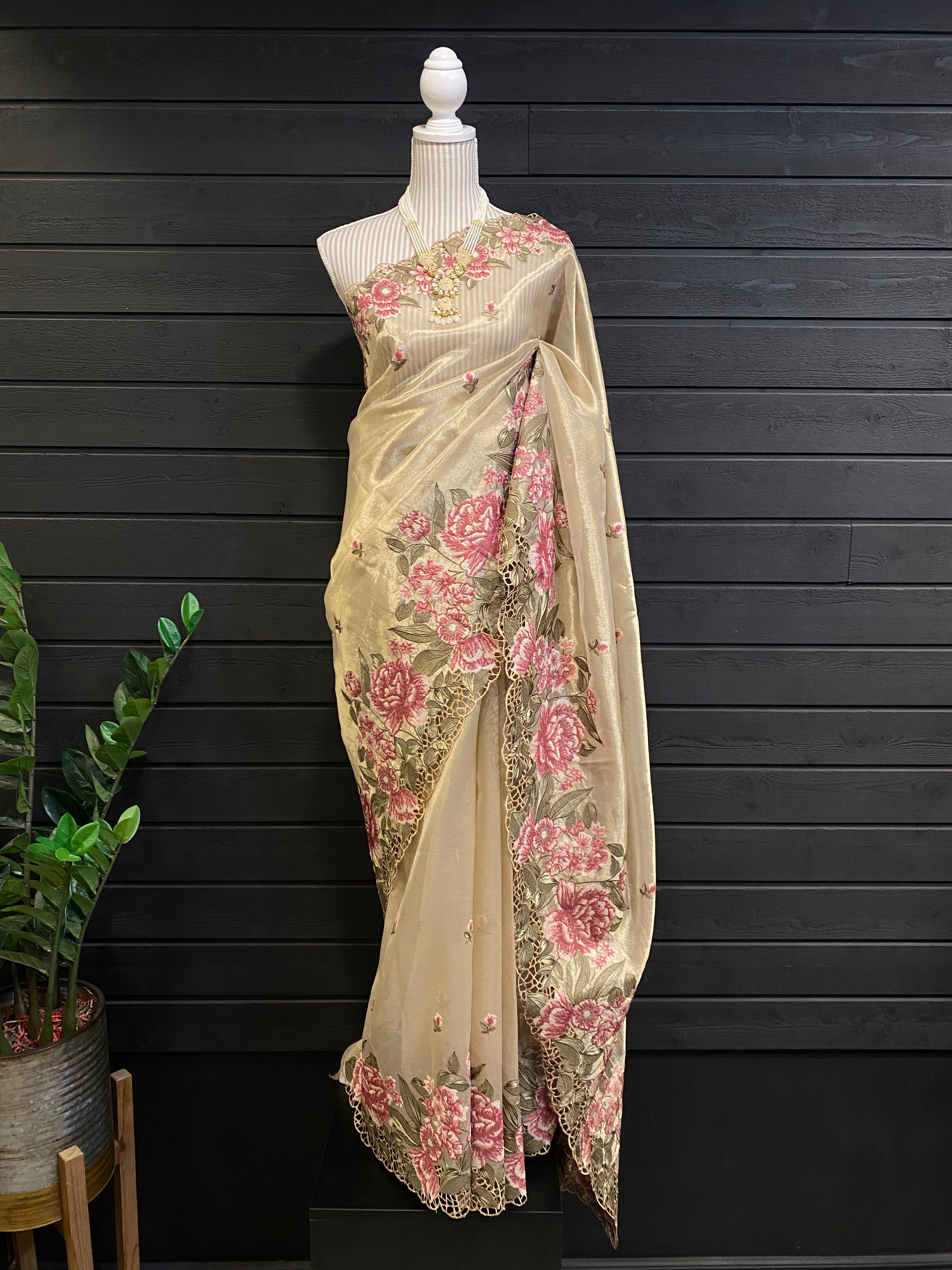 Semi Tissue Cut Work