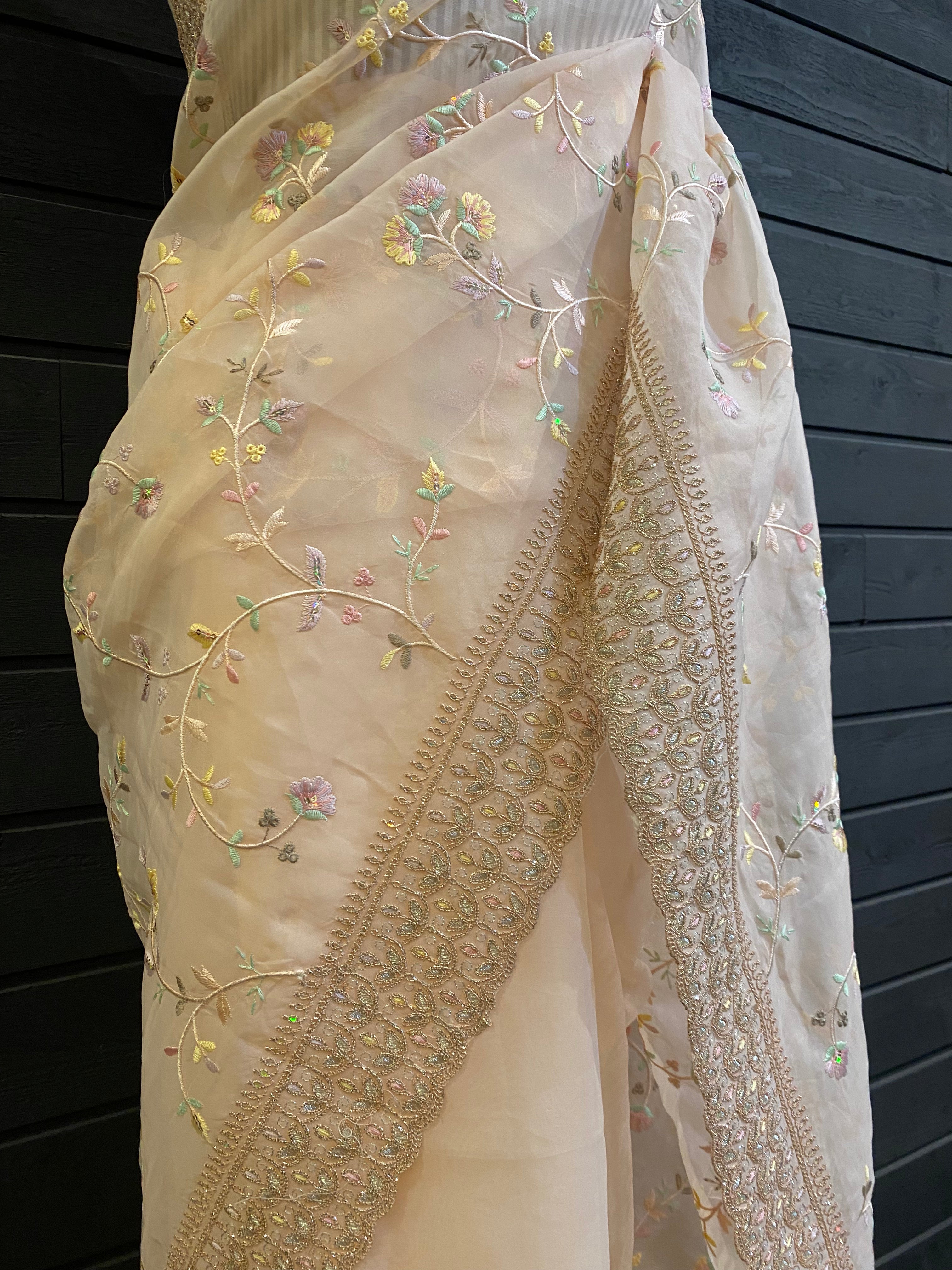 Orgenza With Embroidery Work