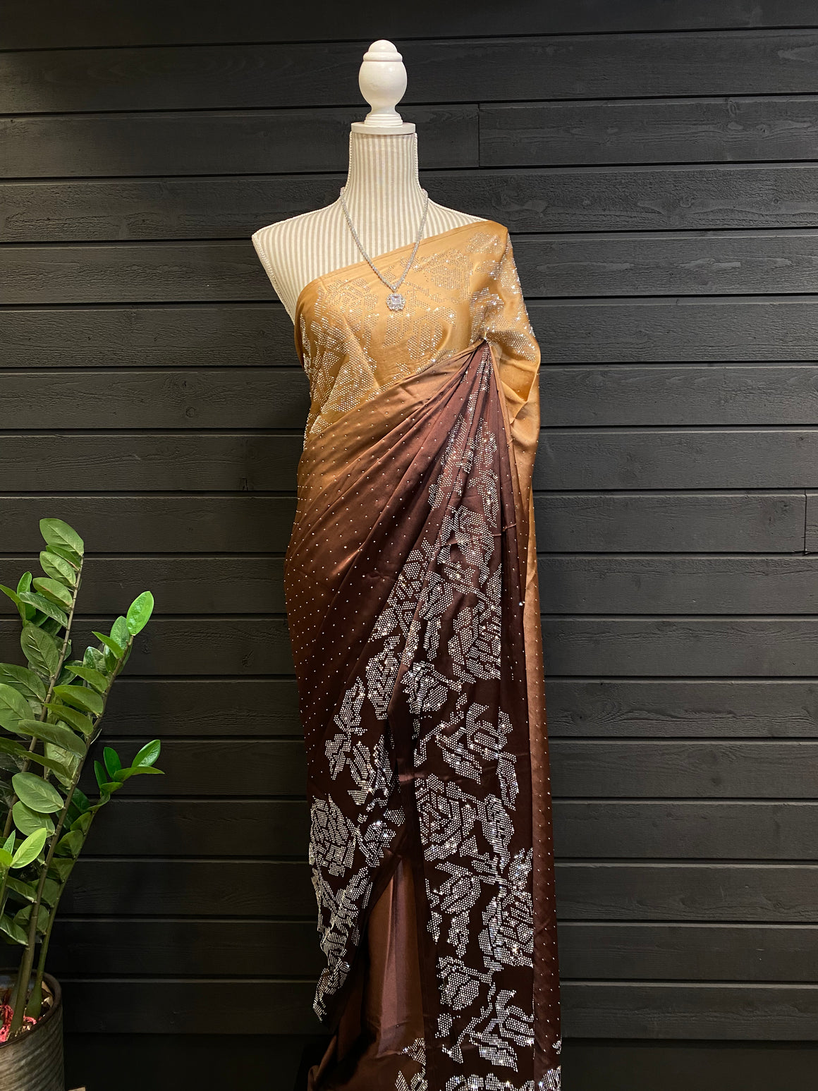 Silk With Sovarski Work