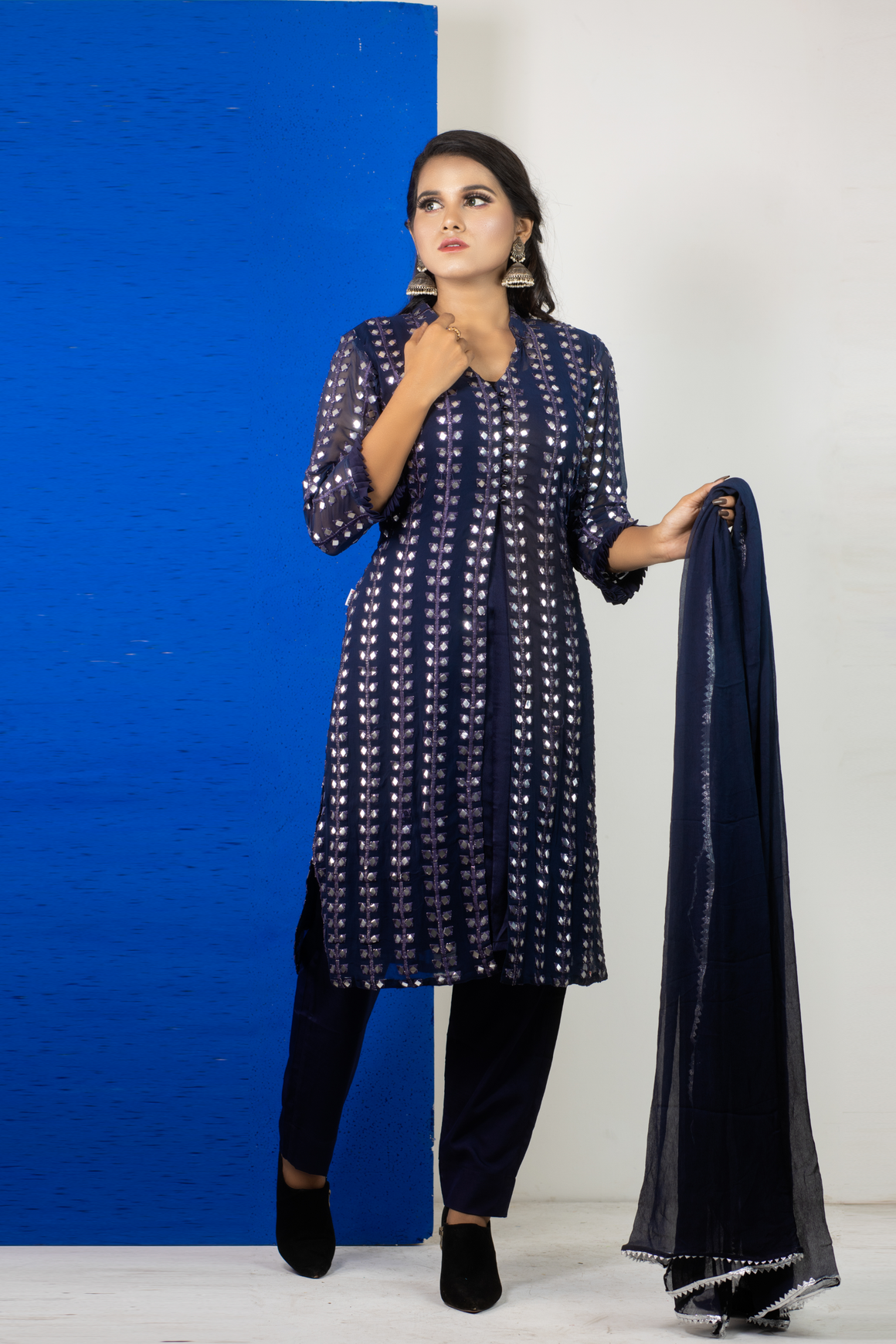Georgette kameez with koti