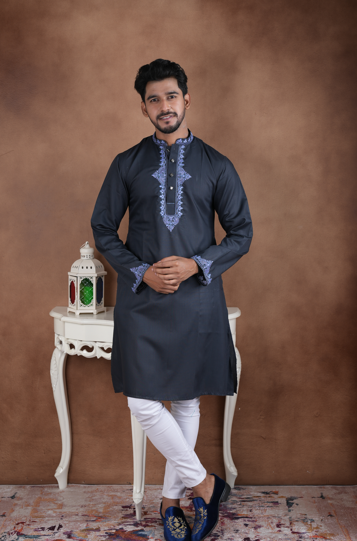 Panjabi with silk cotton and Embroidery work