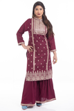Linen Salwar kameez with embroidery work and Garara Pant
